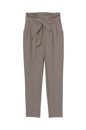 Paper-bag Pants - Beige/houndstooth-patterned - Ladies | H&M CA
