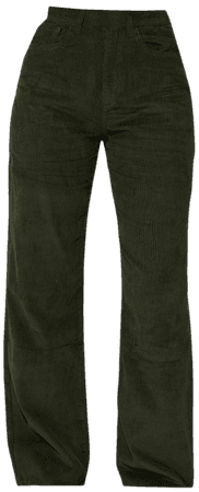Dark Olive Cord Wide Leg Jean | Denim | PrettyLittleThing CA