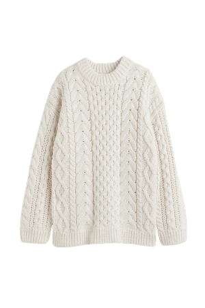 Cable-knit Sweater - Cream - Ladies | H&M US