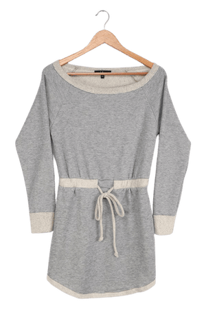 Heather Grey Dress - Long Sleeve Mini Dress - Sweatshirt Dress - Lulus