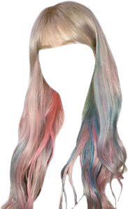 blonde/grey hair with pink and blue hair png bangs