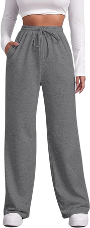 Amazon.com: FACDIBY Wide Leg Sweatpants for Women Elastic High Waisted Drawstring Loose Pants with Pockets, Light Grey, M : Clothing, Shoes & Jewelry