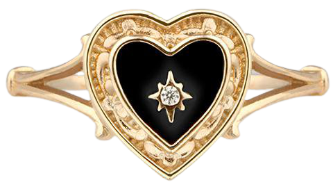 SOLEMN. Black Enamel Heart Ring - Gold – REGALROSE
