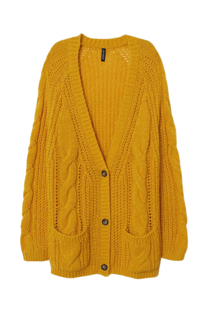 Cable-knit cardigan - Mustard yellow - Ladies | H&M
