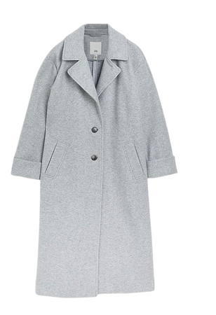 Grey long sleeve longline coat | River Island