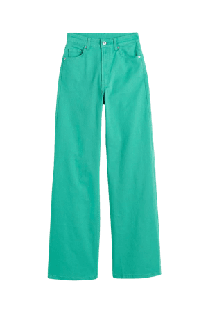 Wide-leg Twill Pants - Green - Ladies | H&M US