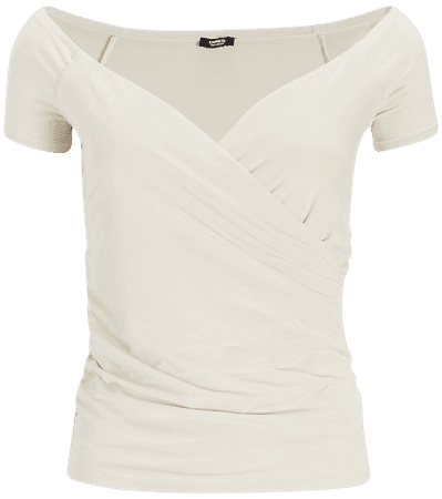 Body Contour Double Layer Off The Shoulder Ruched Tee | Express