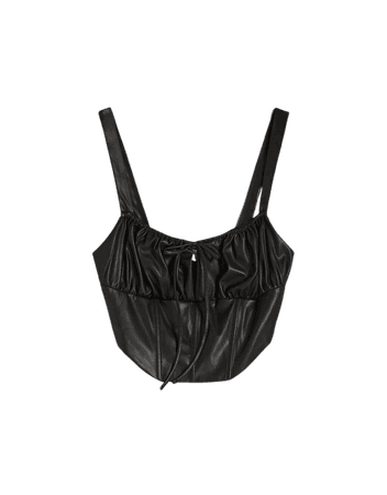 Faux leather bustier top - Tees and tops - Woman | Bershka