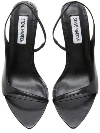 SALIMAH Black Leather Slingback Stiletto Heel | Women's Heels – Steve Madden