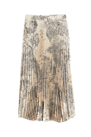 Pleated Skirt - Light beige/patterned - Ladies | H&M US