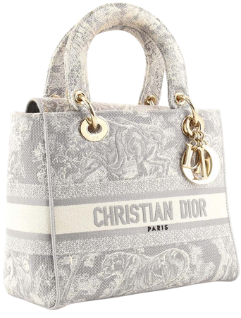 Dior Lady D-Lite Bag Embroidered Canvas Medium For Sale at 1stDibs