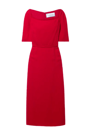 Stretch-crepe Midi Dress - Red