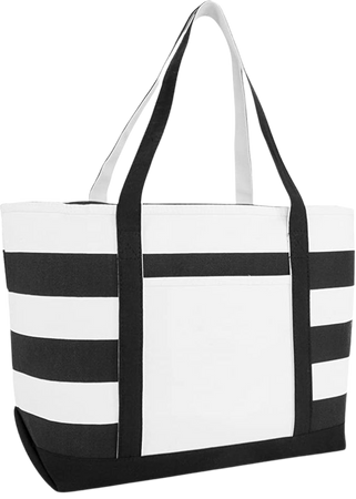 Amazon.com: DALIX Striped Boat Bag Premium Cotton Canvas Tote in Black : Clothing, Shoes & Jewelry