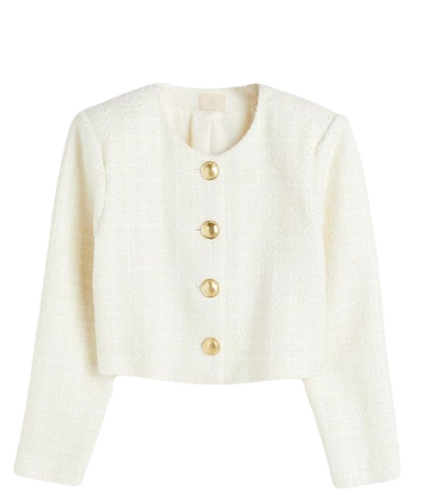 Cropped blazer - Cream - Ladies | H&M GB