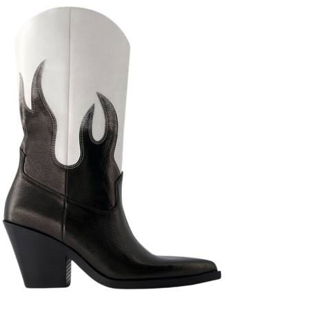 Contrast high-heel cowboy boots with flame details - New - Women | Bershka