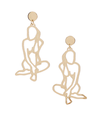 ASOS DESIGN earrings with female outline drop in gold tone | ASOS