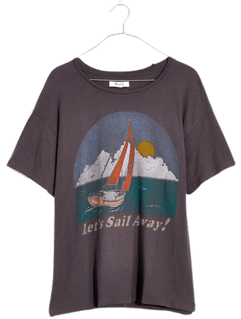 Let's Sail Away Softfade Cotton Oversized Pocket Tee
