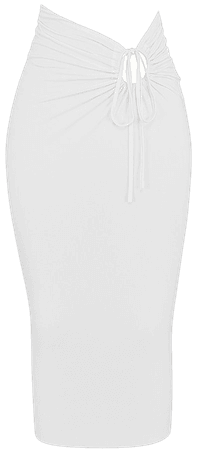 'Venus' White Jersey Cutout Midi Skirt - Mistress Rock