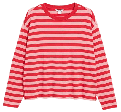 Soft long-sleeve top - Red and pink - T-shirts - Monki WW