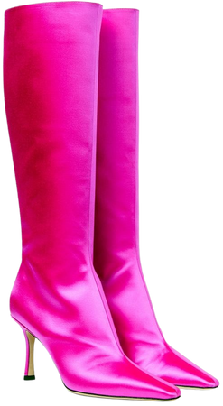 Agathe 85 Satin Knee High Boots in Pink - Jimmy Choo | Mytheresa