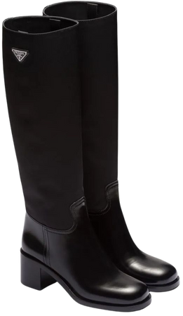 Prada triangle-logo knee-high Boots - Farfetch
