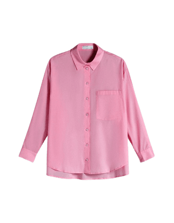Oversize long sleeve shirt with pocket - Shirts - Woman | Bershka