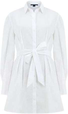 Rhodes Poplin Long Sleeve Shirt Dress Linen White | French Connection US