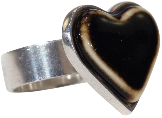 Vintage Anton Michelsen for Royal Copenhagen Silver Heart Ring : Victoria Sterling | Ruby Lane