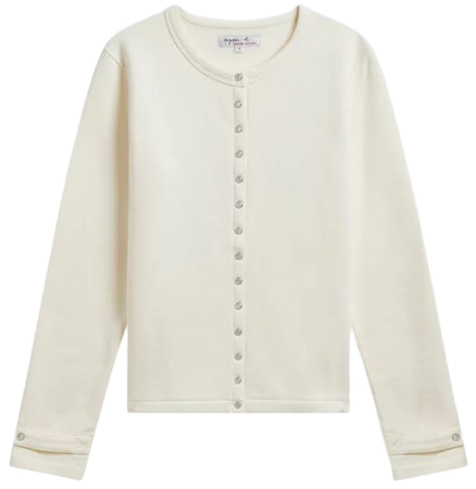 white cotton fleece Rosana snap cardigan | agnès b.