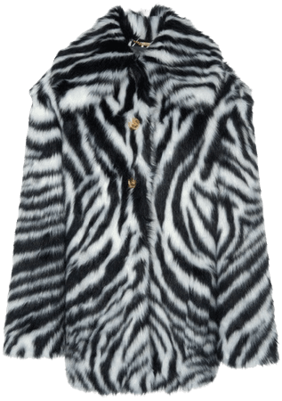zebra print fur coat