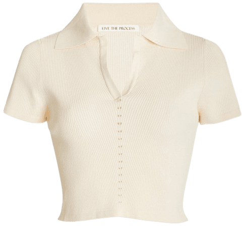 Atlas Ribbed-Knit Cropped Polo Shirt By Live The Process | Moda Operandi