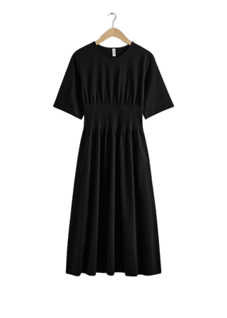 Short-Sleeve Midi Dress - Black - Midi dresses - & Other Stories US