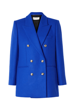 Royal blue Double-breasted wool and cashmere-blend felt blazer | SAINT LAURENT | NET-A-PORTER