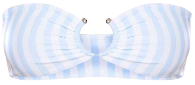 Baby Blue Striped Bandeau Ring Bikini Top | PrettyLittleThing