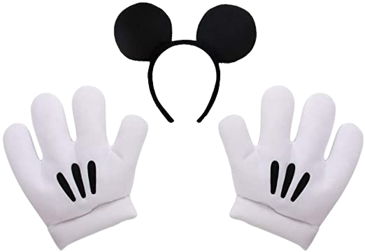 white mickey mouse gloves and ears