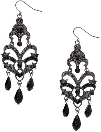 Hematite 3" Gothic Chandelier Drop Earrings | Claire's US