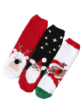 3pairs Christmas Fuzzy Socks | SHEIN USA