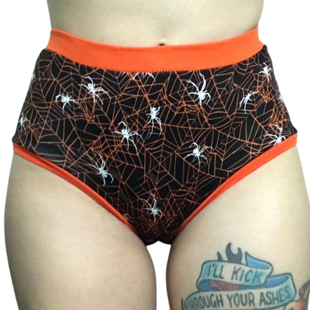 Halloween Spider Web Black and Orange Print Mid-Rise Panties | Etsy