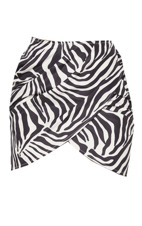 Zebra Print Print Woven Drape Front Mini Skirt | PrettyLittleThing USA