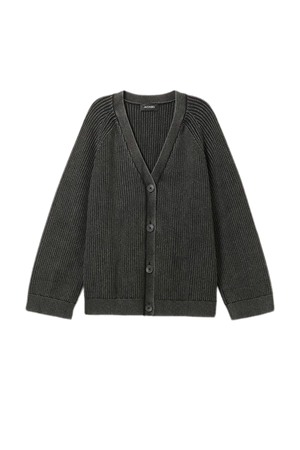 Oversized Knitted Cardigan - Washed Black - Monki WW