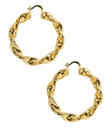 Image Gang twist hoop earrings in 18K gold plate | ASOS