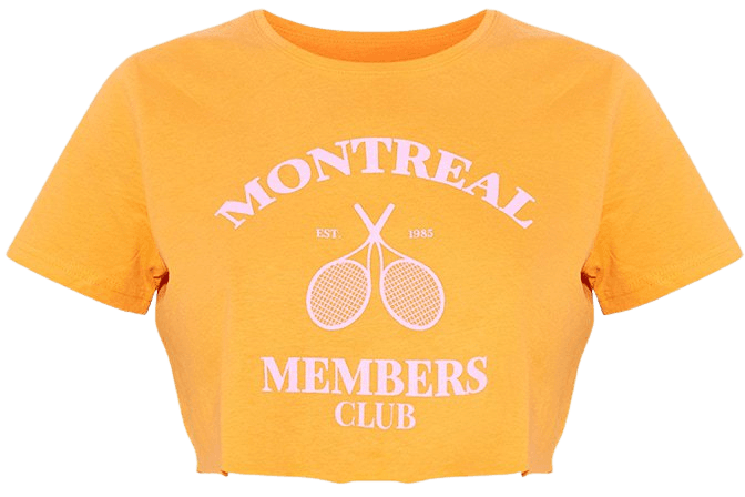Orange Montreal Tennis Club Print Babydoll T Shirt | PrettyLittleThing USA
