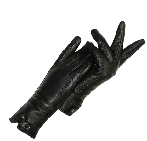 Black Genuine Leather Winter Gloves