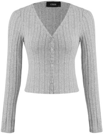 V-neck Knit Button Long Sleeve Tee - Cider