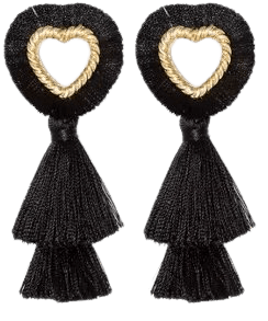Sugarfix By Baublebar Fringe Heart Tassel Earrings - Black : Target