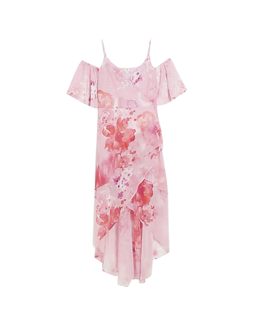 Pink chiffon floral smock maxi dress | River Island