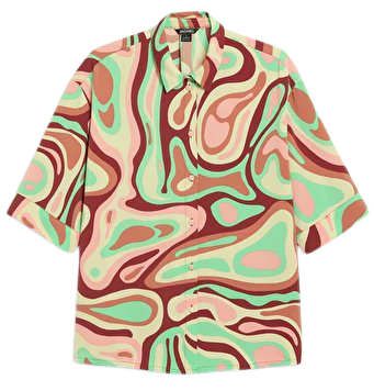 Boxy short sleeve shirt - Multi coloured pattern - Shirts & Blouses - Monki WW