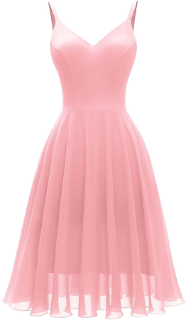 Ellames Women's Summer Dress Spaghetti Strap Cocktail Swing Beach Dresses V Neck Sundress Light Pink XL at Amazon Women’s Clothing store
