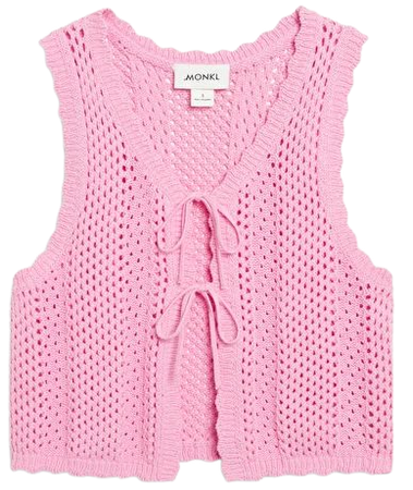Cropped buttoned knit vest - Pink - Monki WW