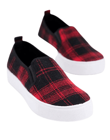 ASOS DESIGN Dotty slip on sneakers in red tartan | ASOS